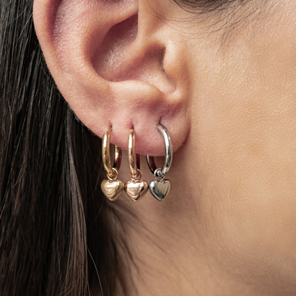 Chunky Heart Charm Hoop Earrings Waterproof