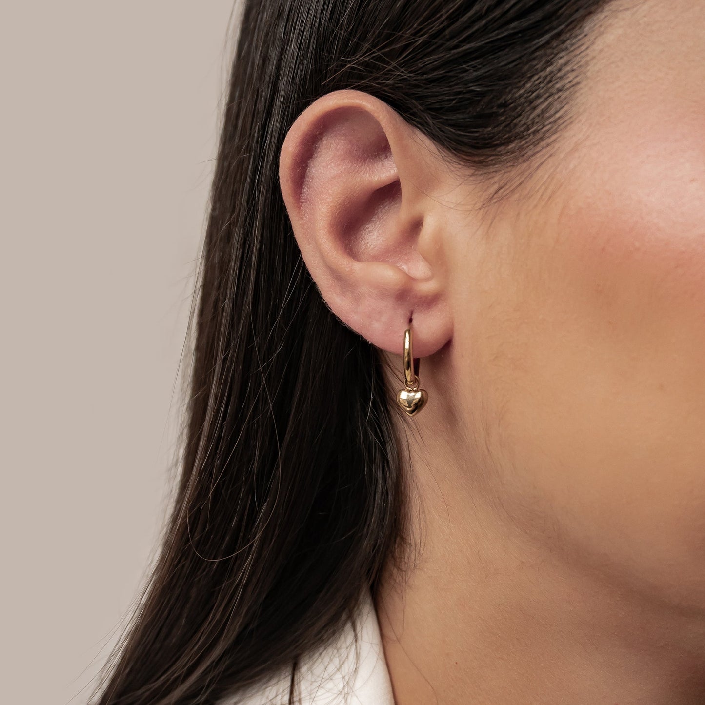 Chunky Heart Charm Hoop Earrings Waterproof