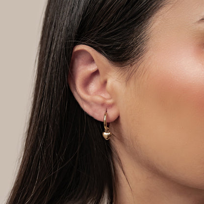 Chunky Heart Charm Hoop Earrings Waterproof