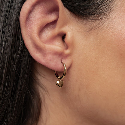 Chunky Heart Charm Hoop Earrings Waterproof