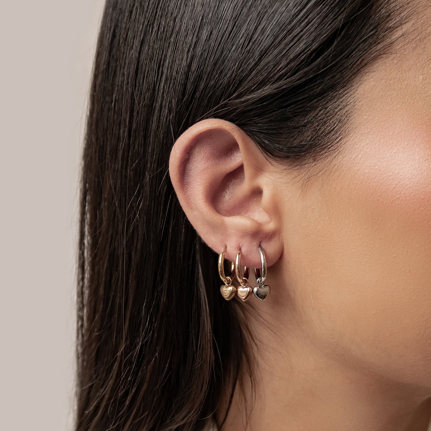 Chunky Heart Charm Hoop Earrings Waterproof