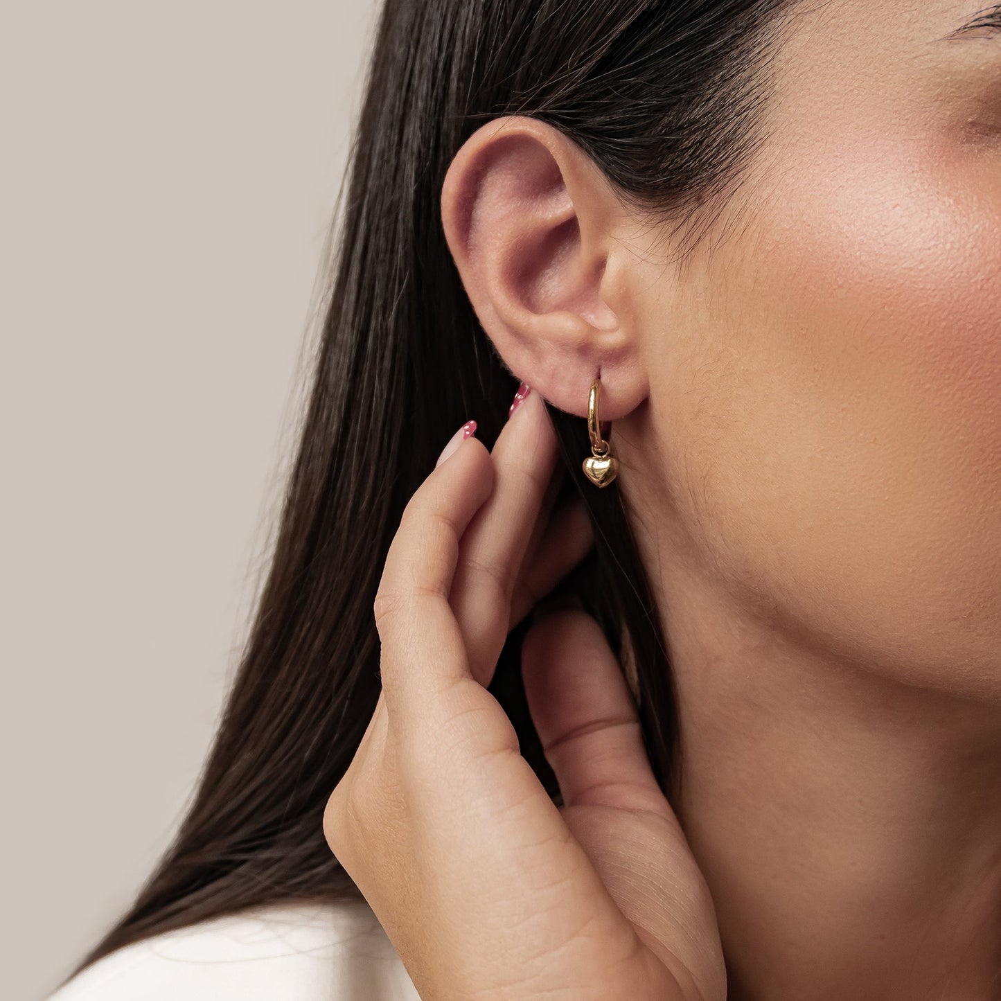 Chunky Heart Charm Hoop Earrings Waterproof