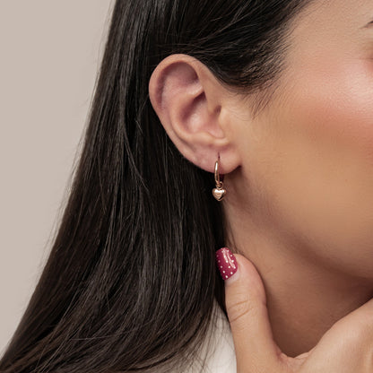 Chunky Heart Charm Hoop Earrings Waterproof