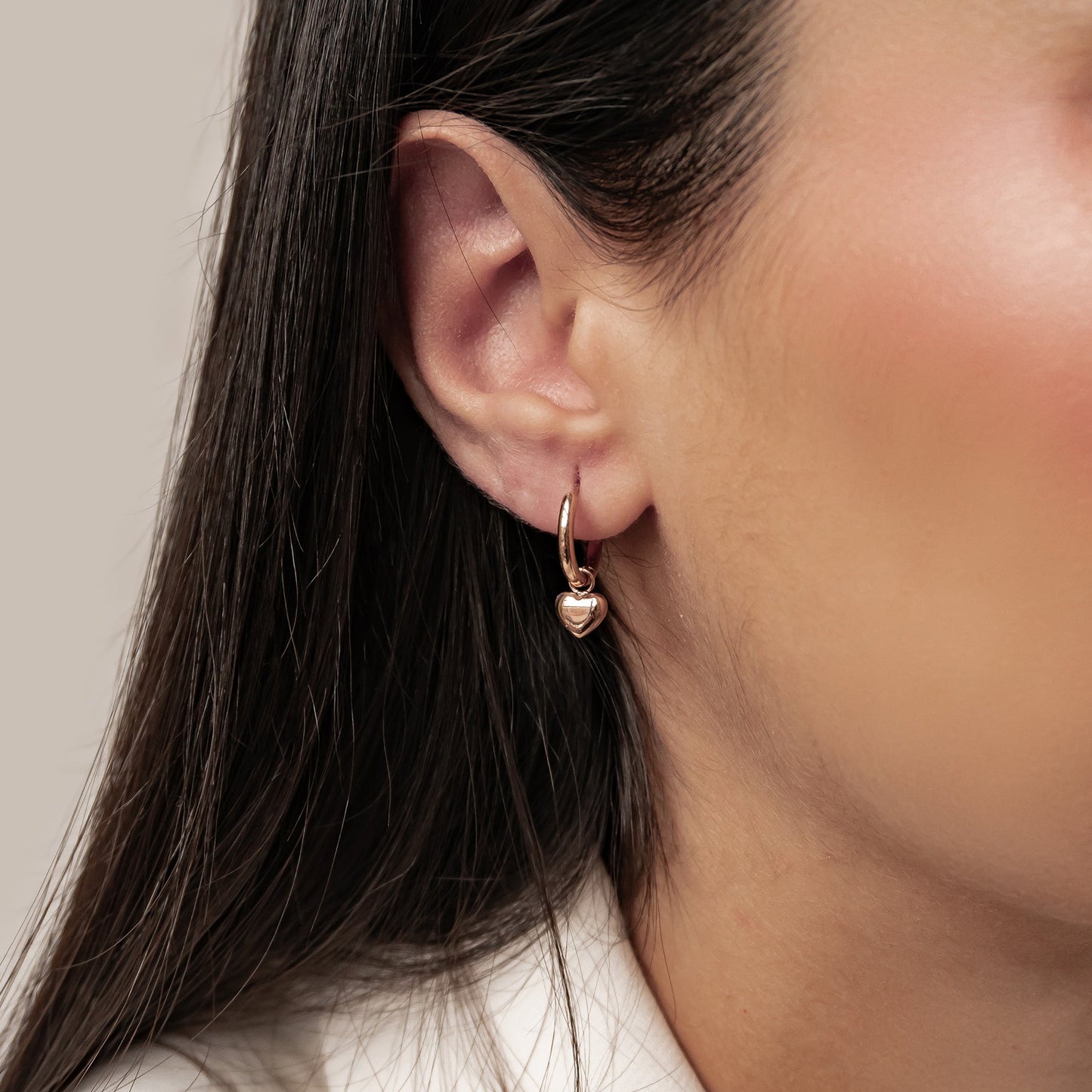 Chunky Heart Charm Hoop Earrings Waterproof