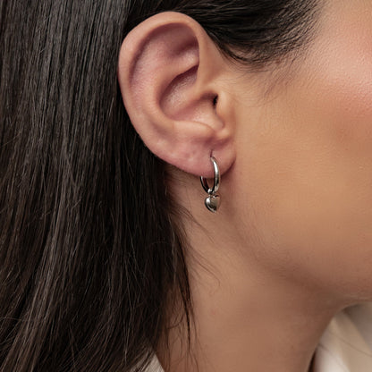 Chunky Heart Charm Hoop Earrings Waterproof