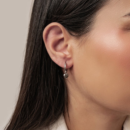 Chunky Heart Charm Hoop Earrings Waterproof