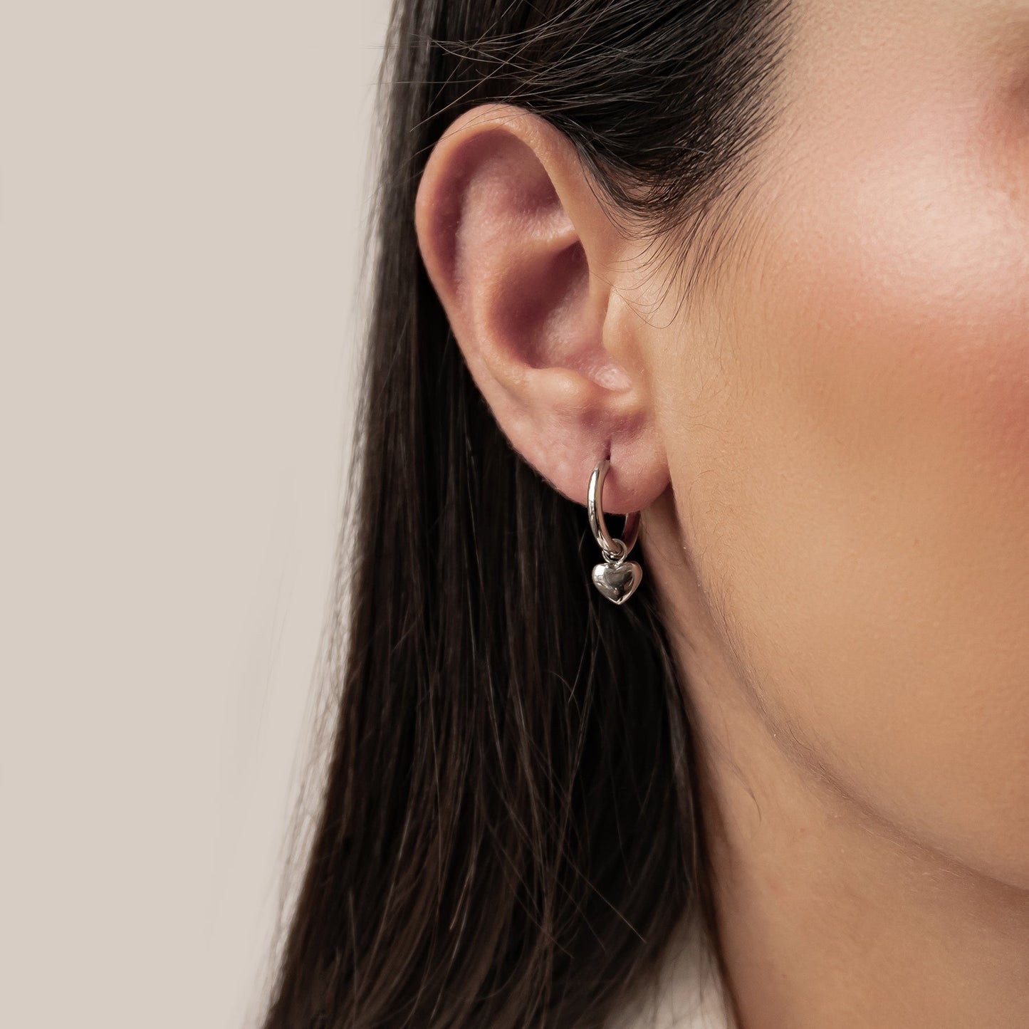 Chunky Heart Charm Hoop Earrings Waterproof