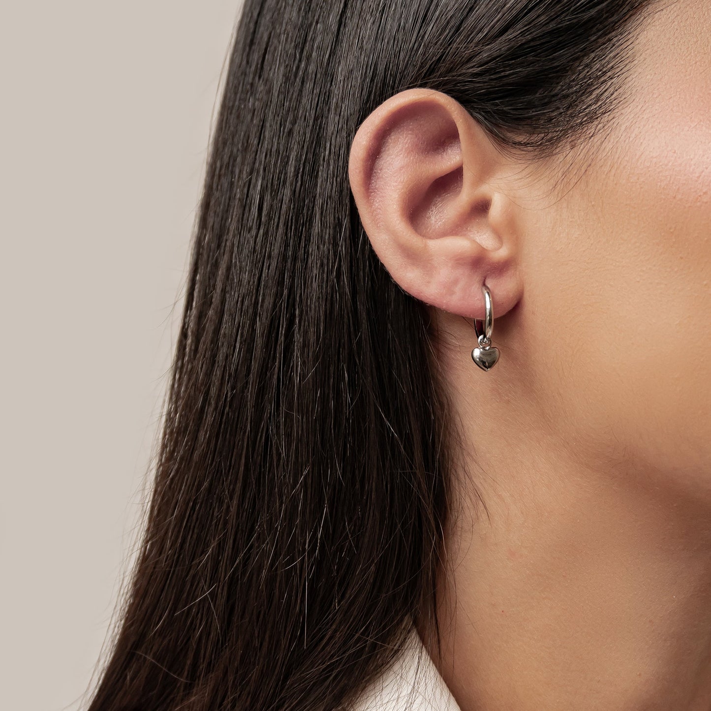 Chunky Heart Charm Hoop Earrings Waterproof