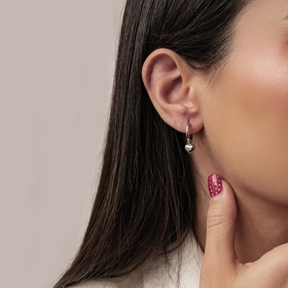 Chunky Heart Charm Hoop Earrings Waterproof