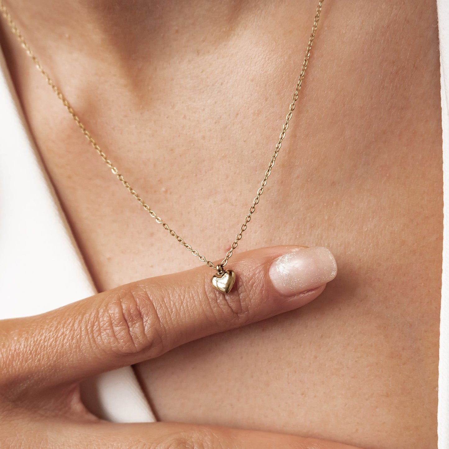 Chunky Heart Pendant Necklace Waterproof