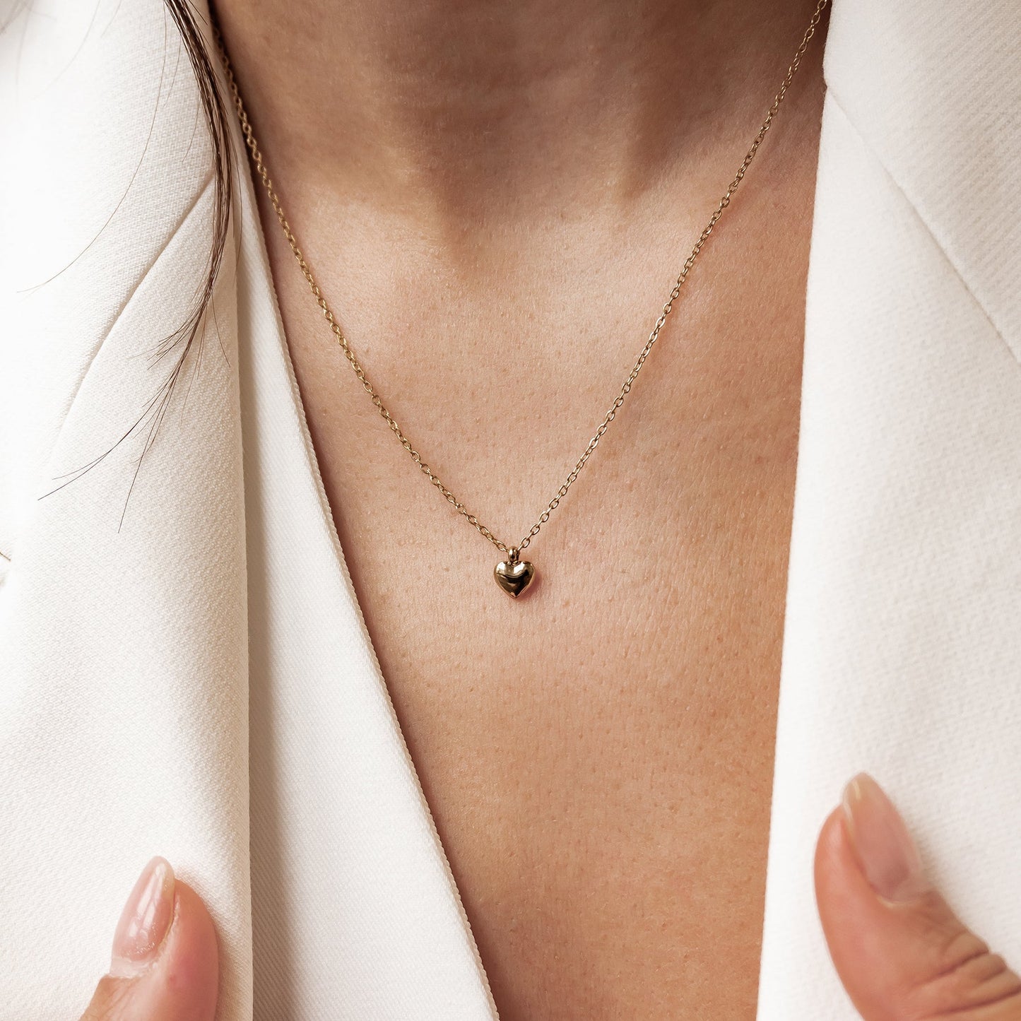 Chunky Heart Pendant Necklace Waterproof