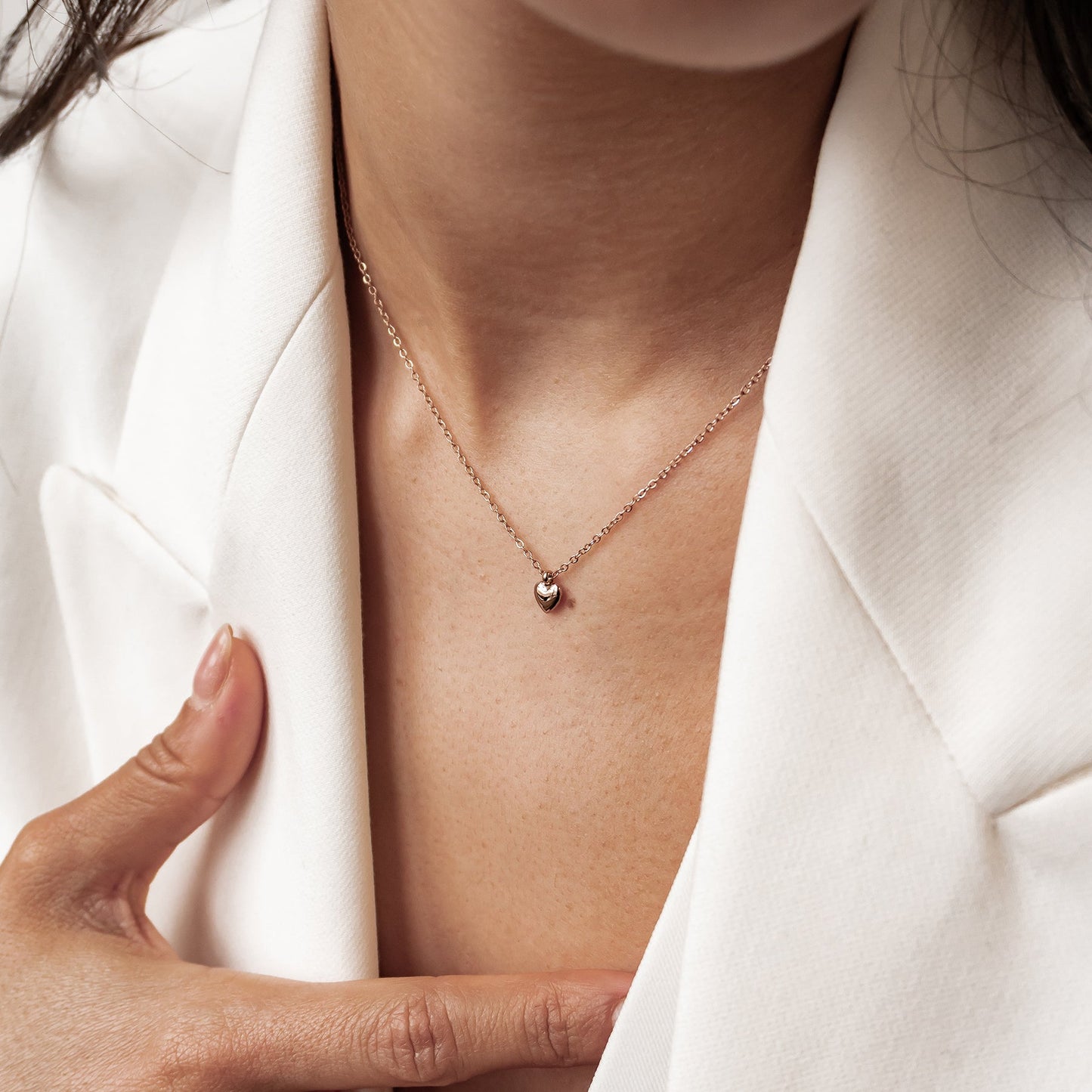 Chunky Heart Pendant Necklace Waterproof