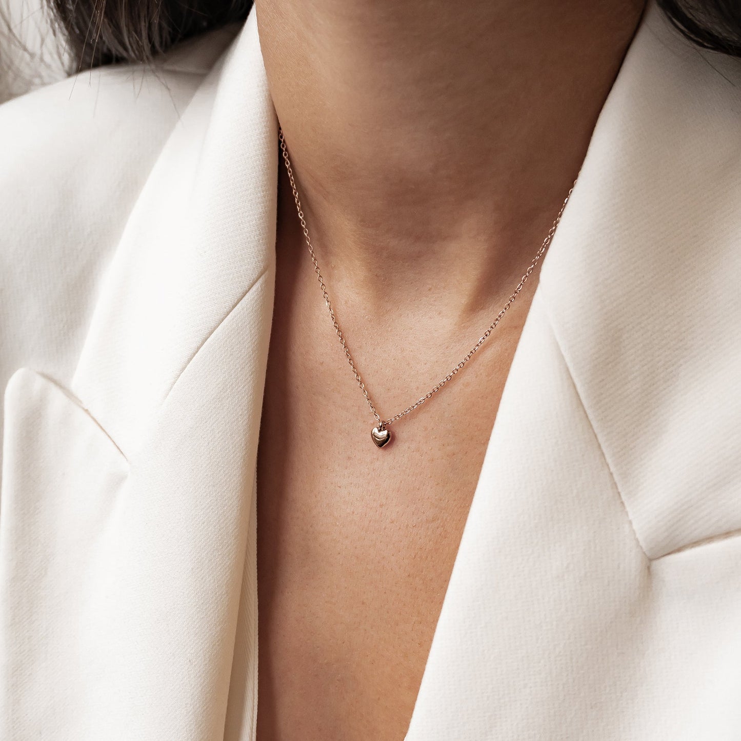 Chunky Heart Pendant Necklace Waterproof