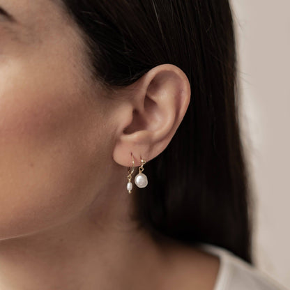 Classic Pearl Huggie and Stud Earring Set