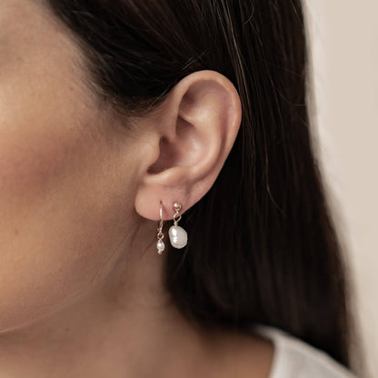 Classic Pearl Huggie and Stud Earring Set