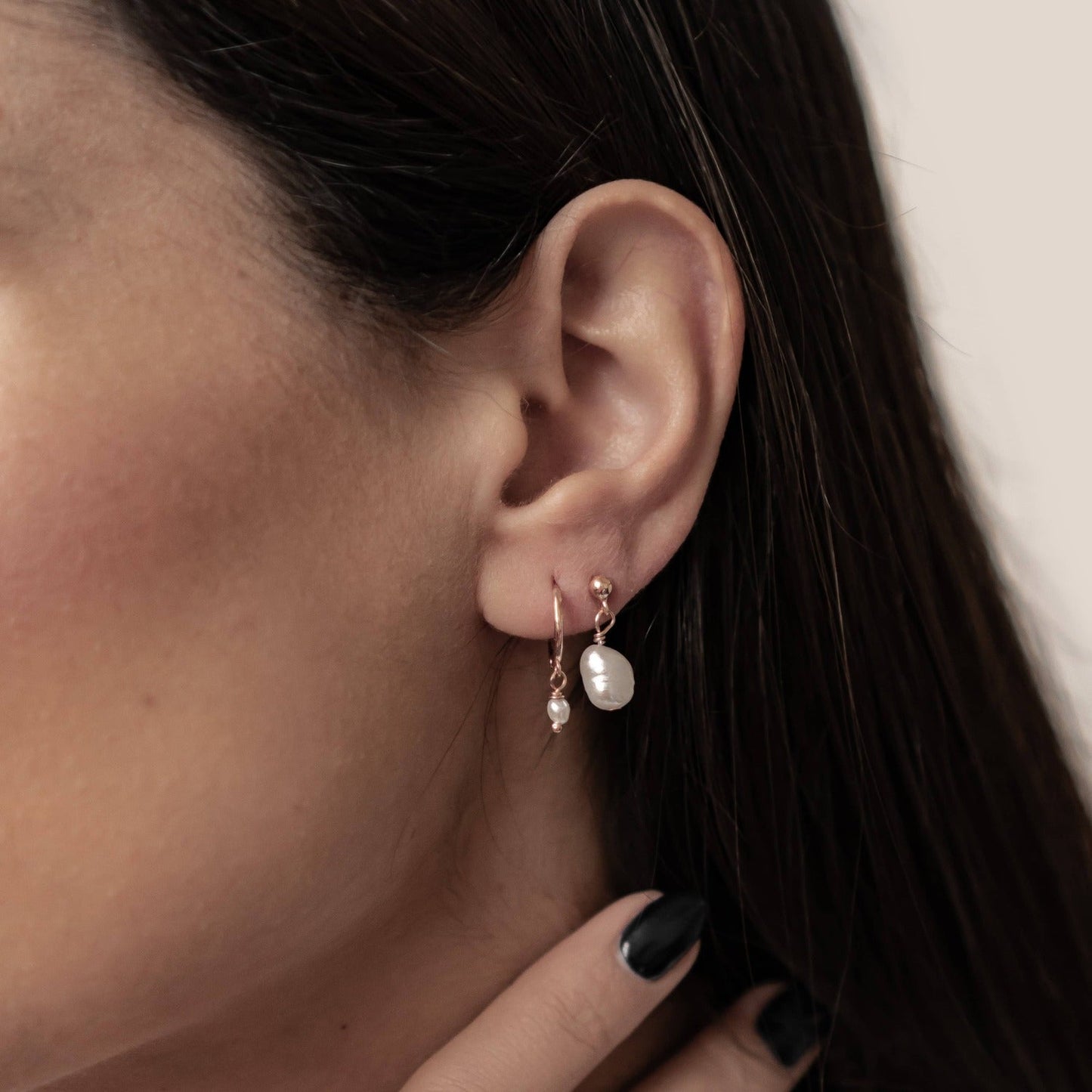 Classic Pearl Huggie and Stud Earring Set