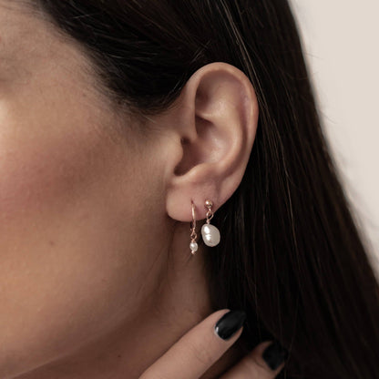 Classic Pearl Huggie and Stud Earring Set