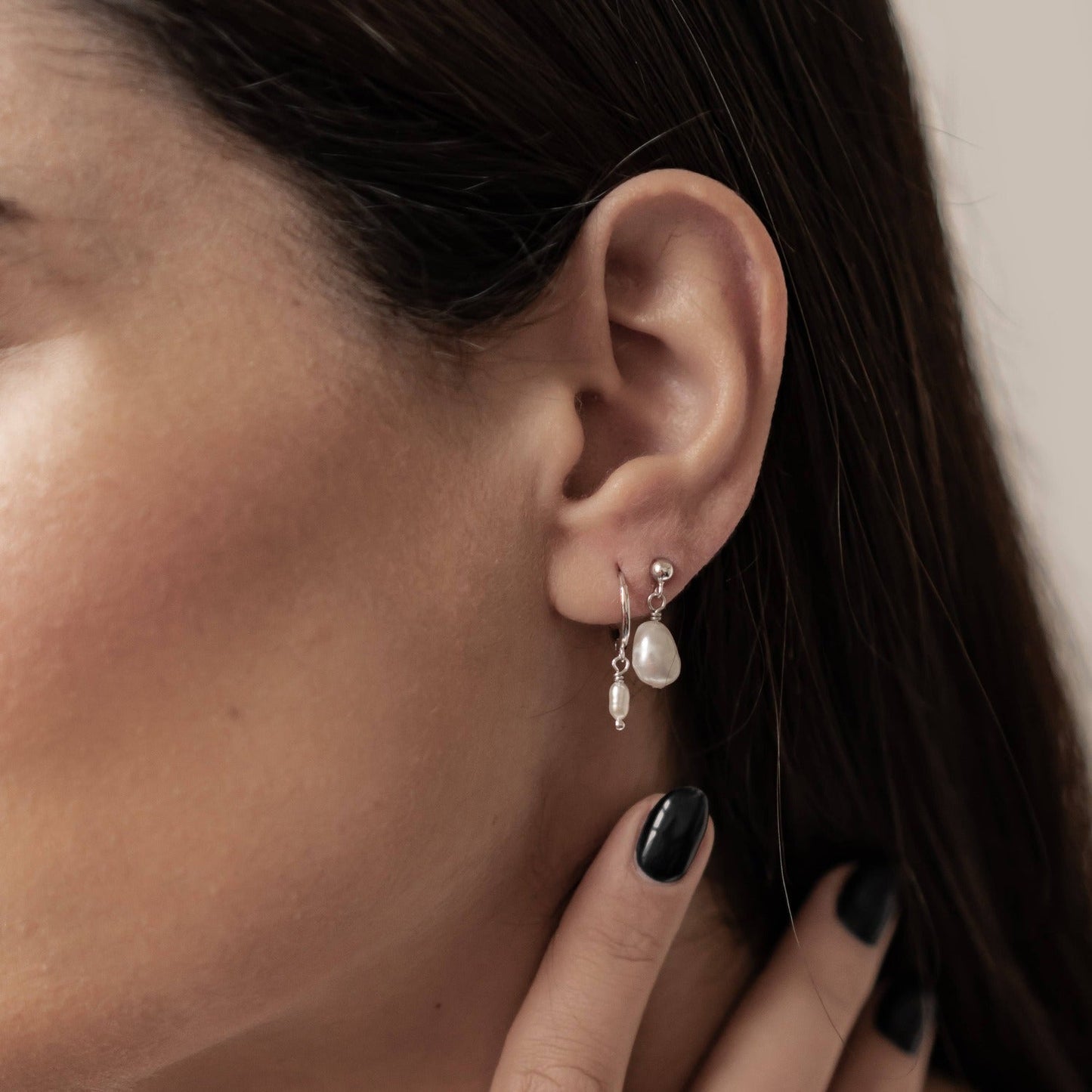 Classic Pearl Huggie and Stud Earring Set