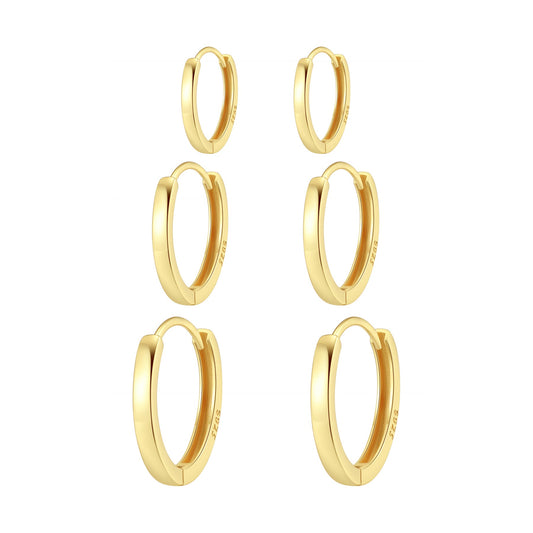 Classic Trio Band Hoop Earring Set Sterling Silver