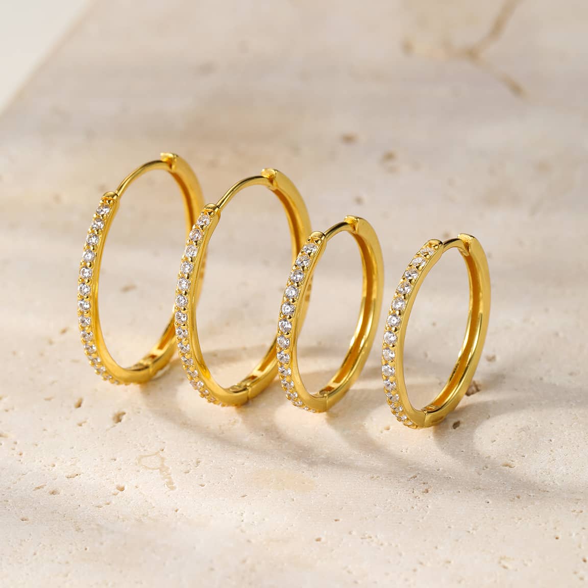 Clear Stone Hoop Earrings Sterling Silver