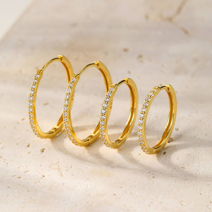 Clear Stone Hoop Earrings Sterling Silver