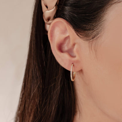 Clear Stone Hoop Earrings Sterling Silver