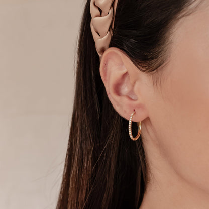 Clear Stone Hoop Earrings Sterling Silver