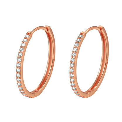 Clear Stone Hoop Earrings Sterling Silver