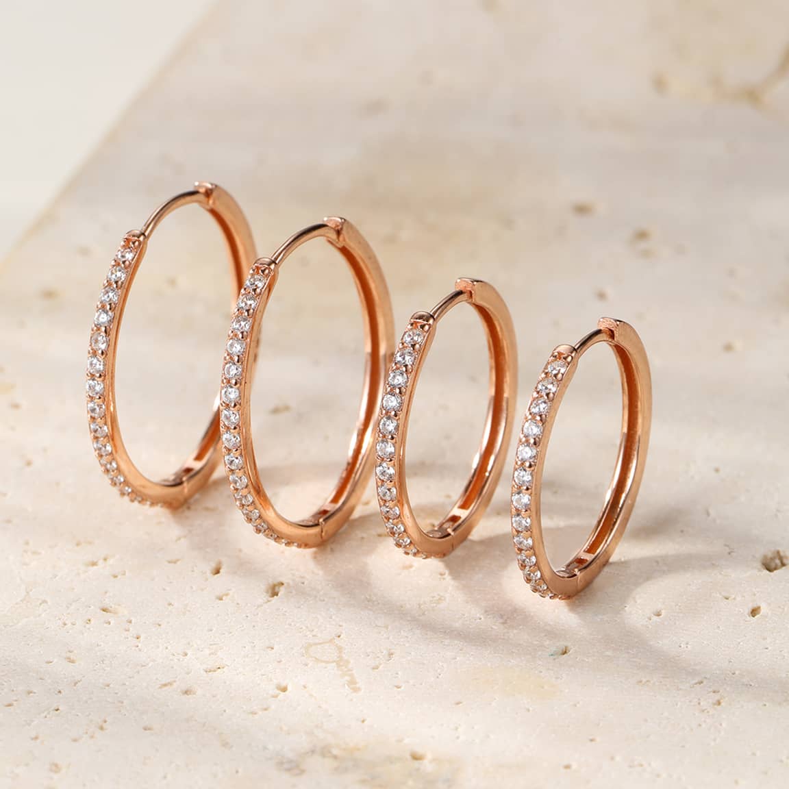 Clear Stone Hoop Earrings Sterling Silver