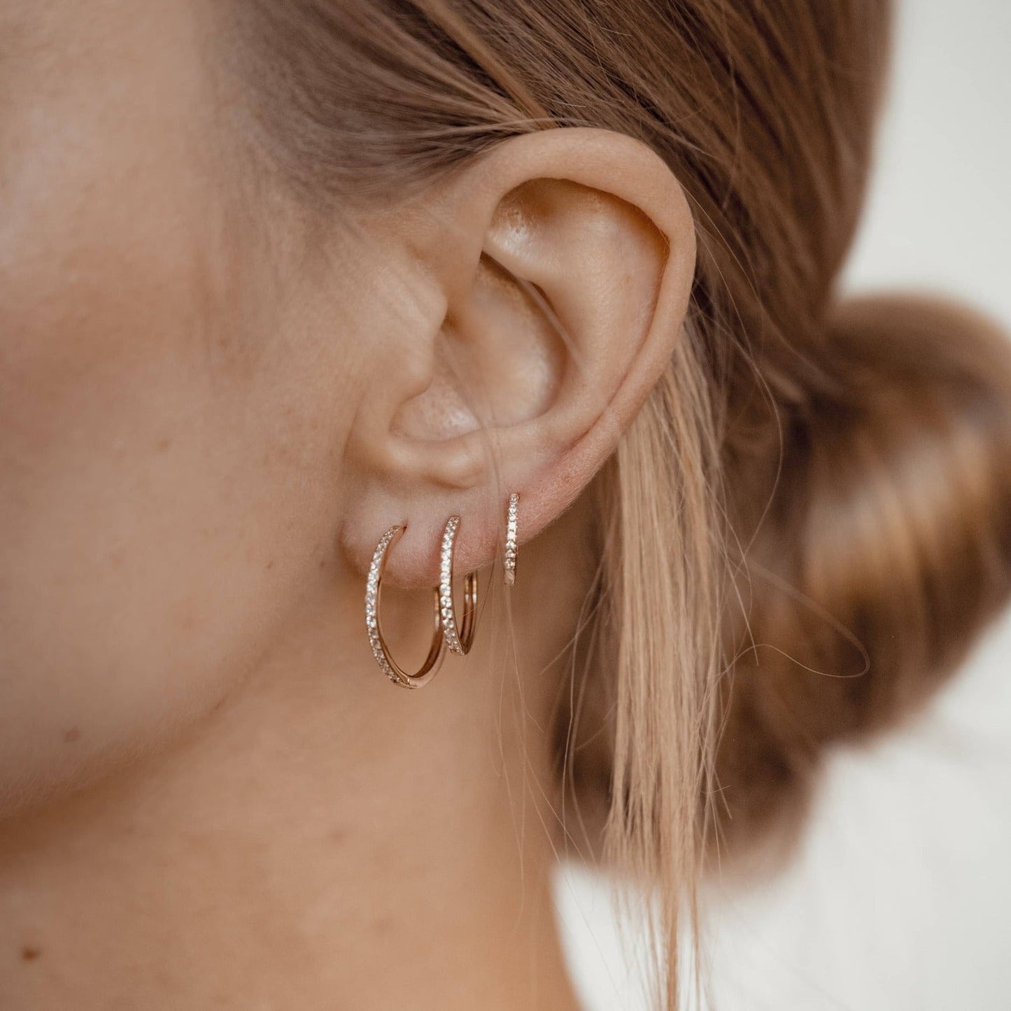 Clear Stone Hoop Earrings Sterling Silver