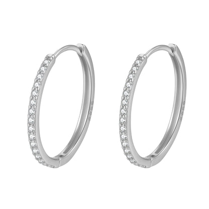 Clear Stone Hoop Earrings Sterling Silver