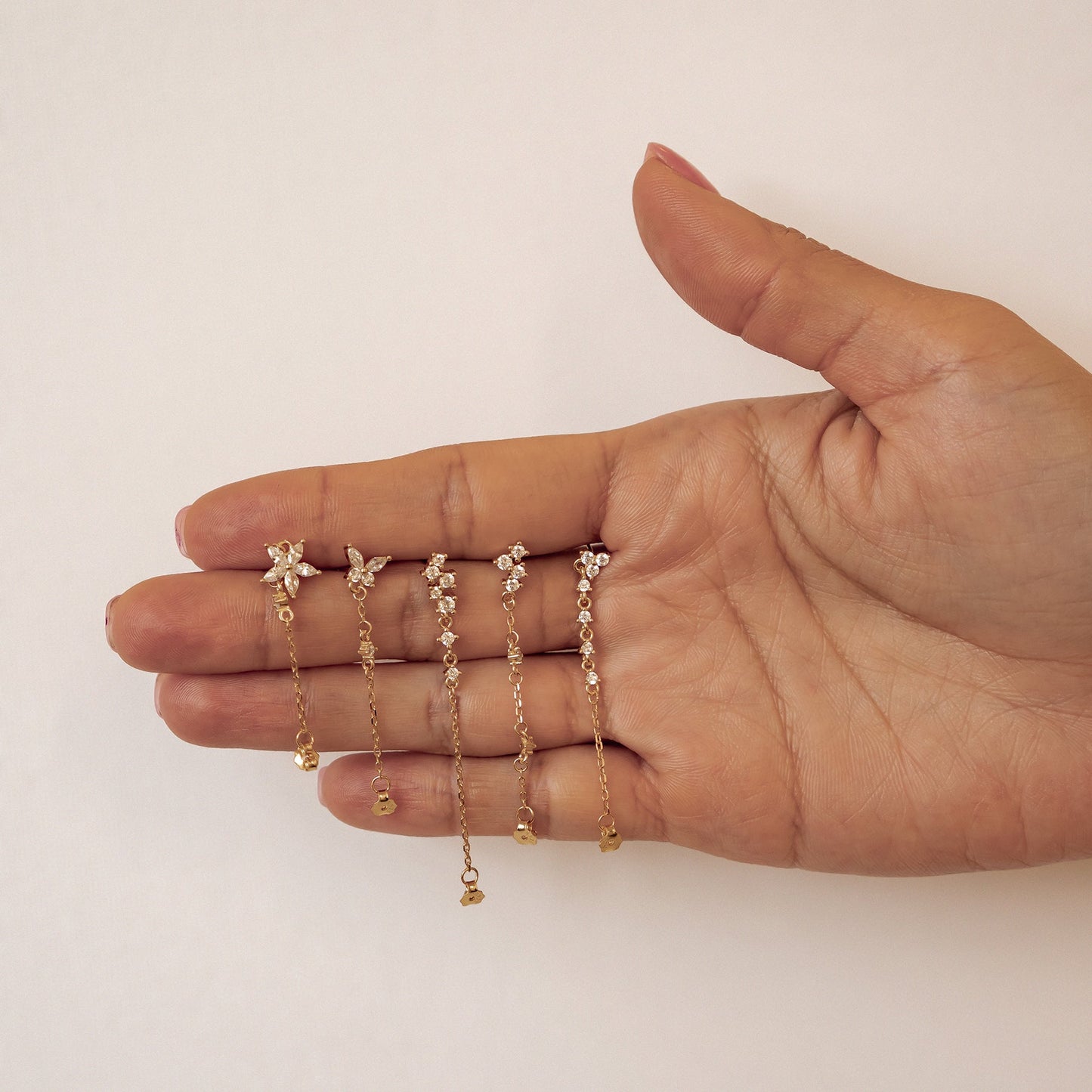 Cluster Blossom Chain Earrings Sterling Silver