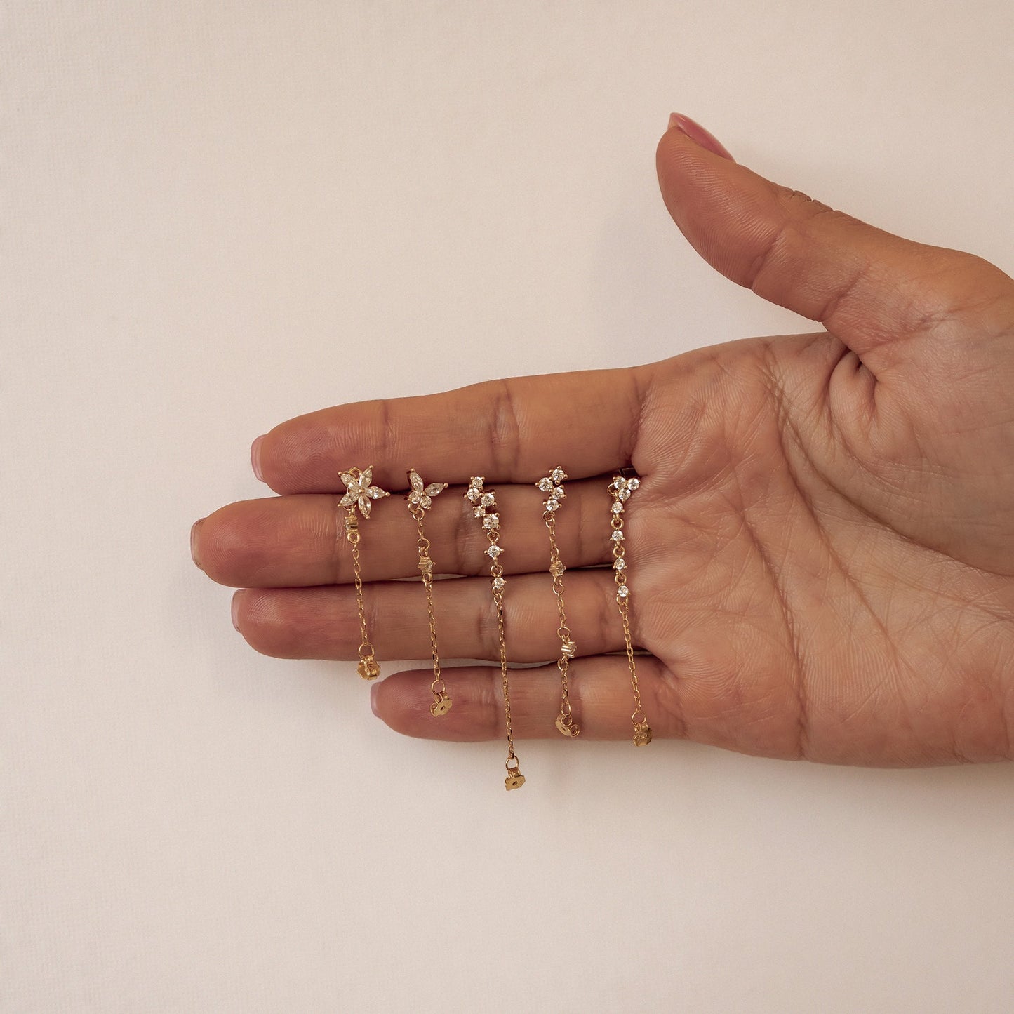 Cluster Blossom Chain Earrings Sterling Silver