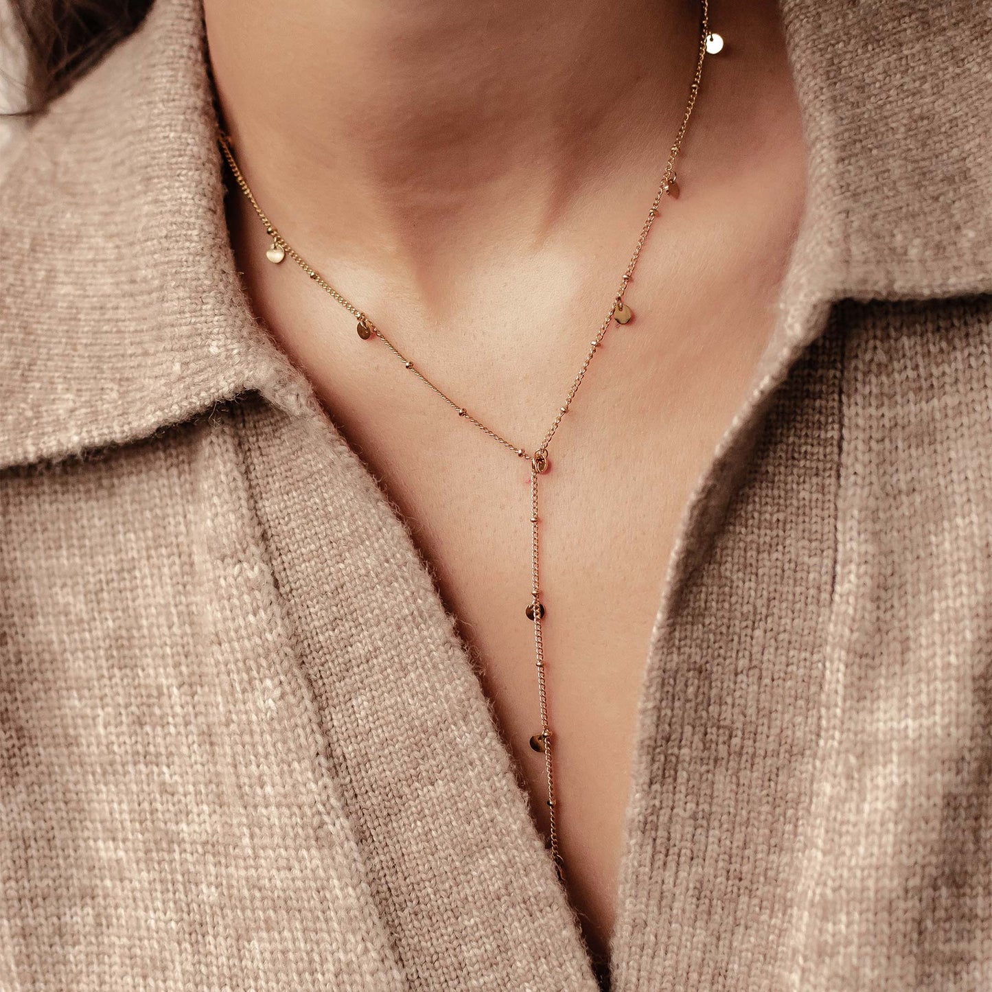 Coin Y Lariat Necklace Waterproof