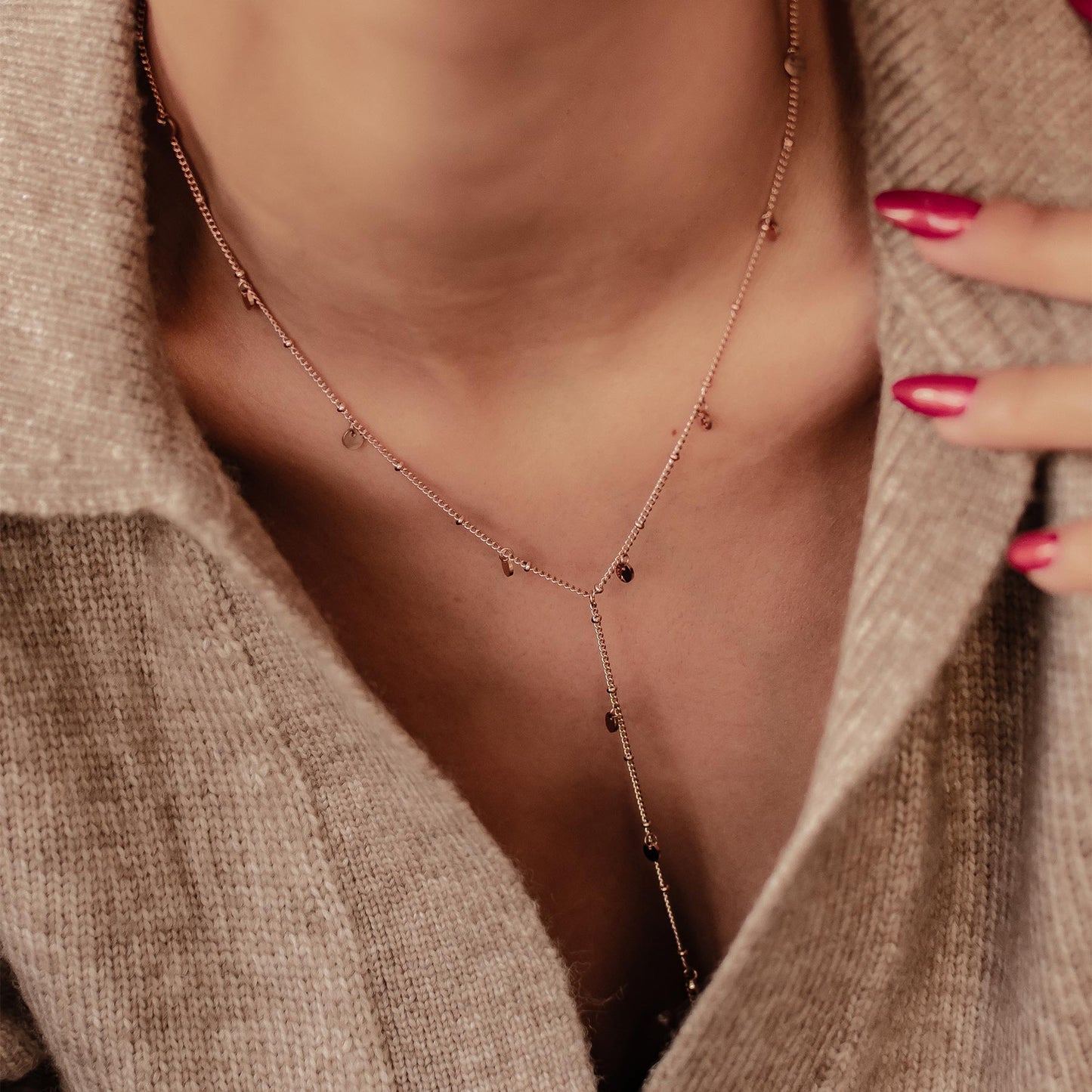 Coin Y Lariat Necklace Waterproof