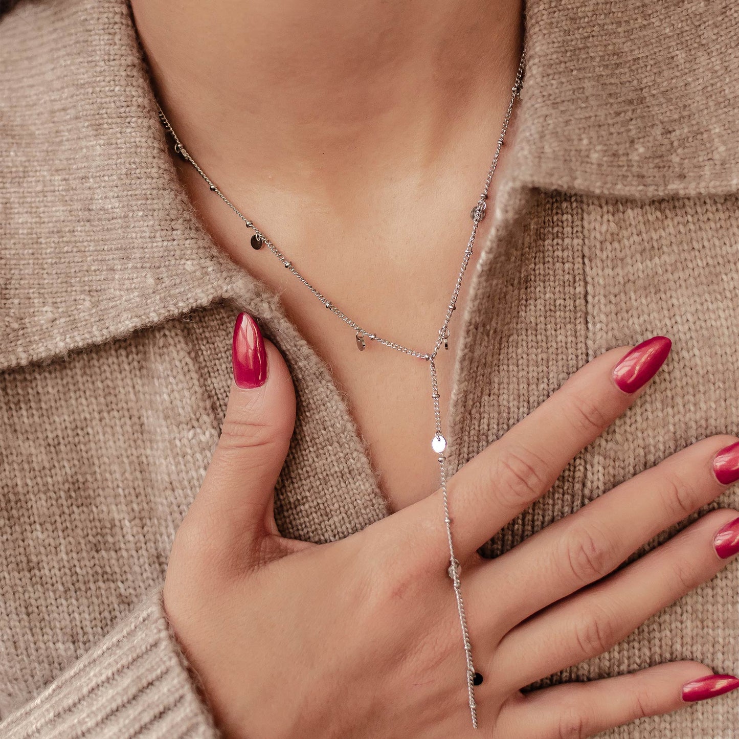 Coin Y Lariat Necklace Waterproof