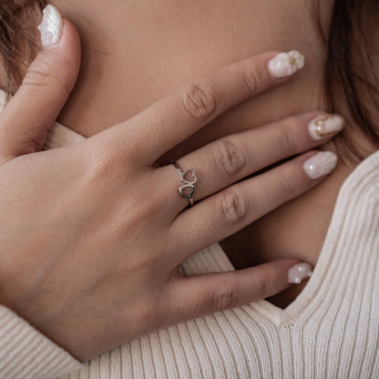 Connected Hearts Ring Stainless Steel