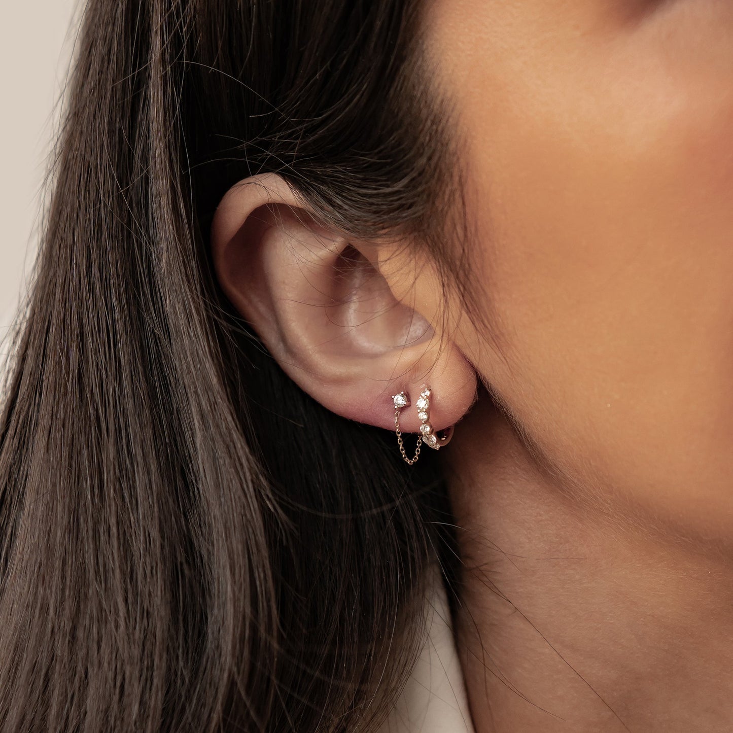 Connection Stud Earrings 14K Gold