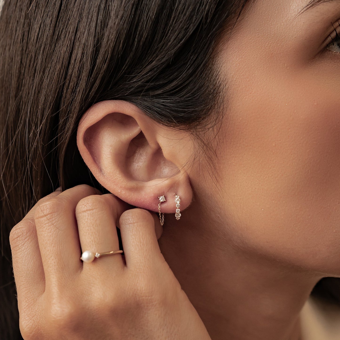 Connection Stud Earrings 14K Gold