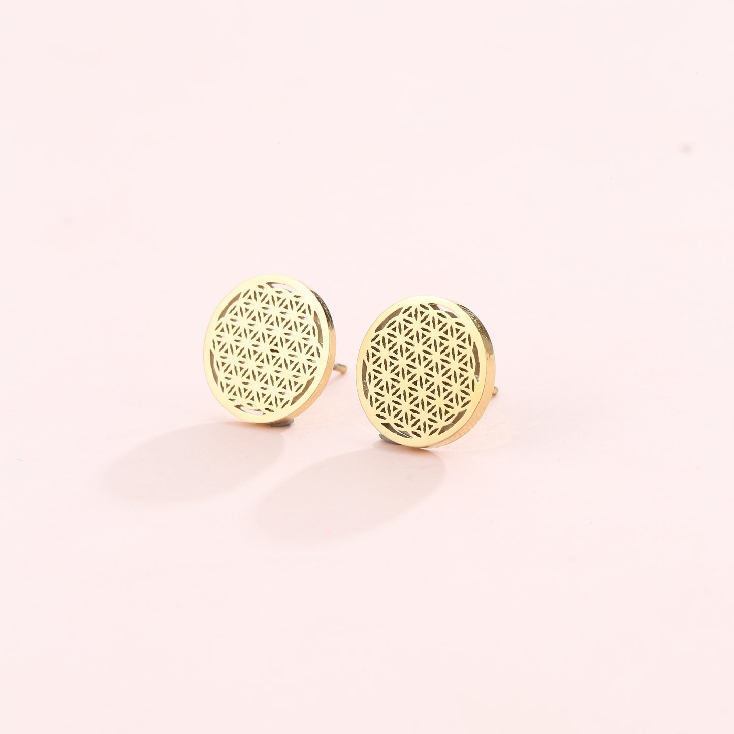 Flower of Life Stud Earrings Gold