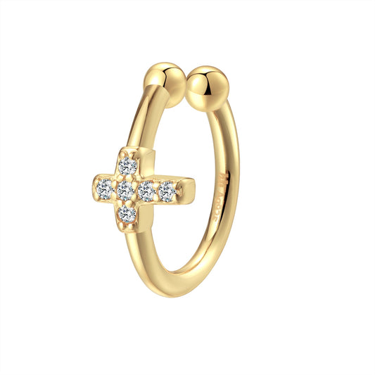 Cross Ear Cuff Sterling Silver