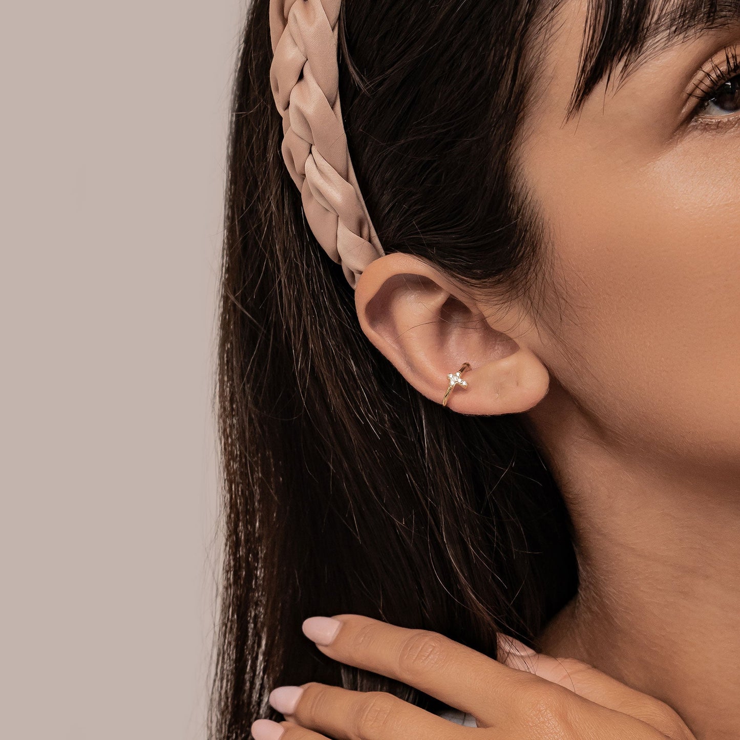 Cross Ear Cuff Sterling Silver