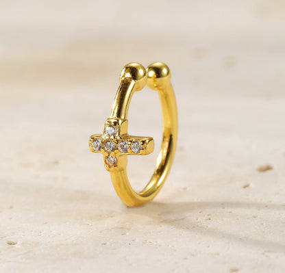 Cross Ear Cuff Sterling Silver