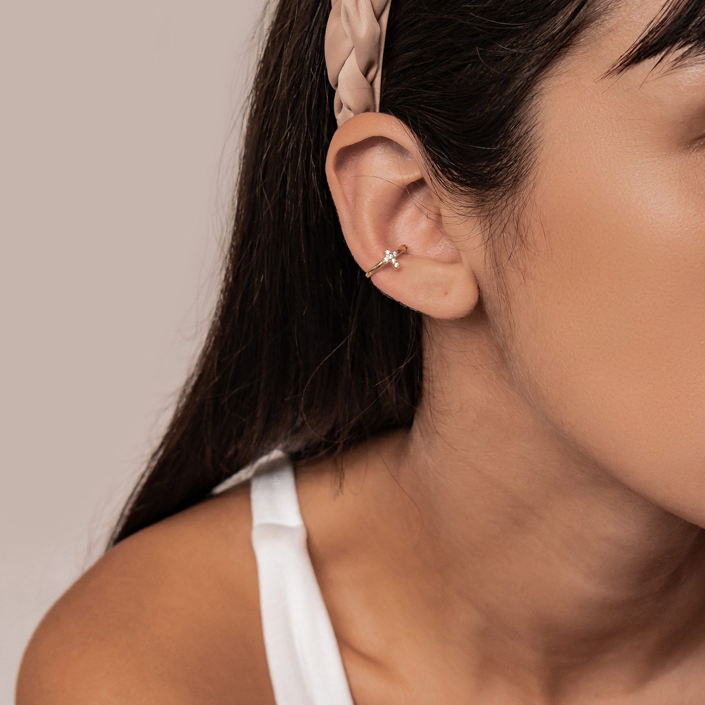 Cross Ear Cuff Sterling Silver