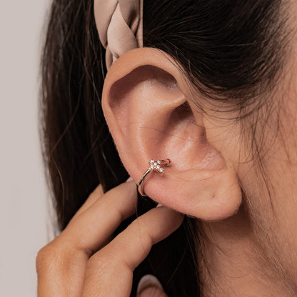 Cross Ear Cuff Sterling Silver