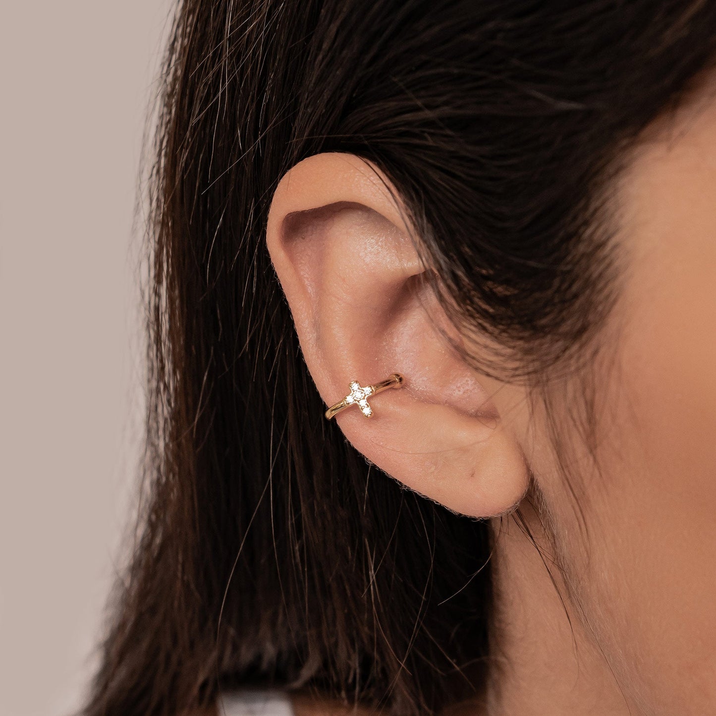 Cross Ear Cuff Sterling Silver