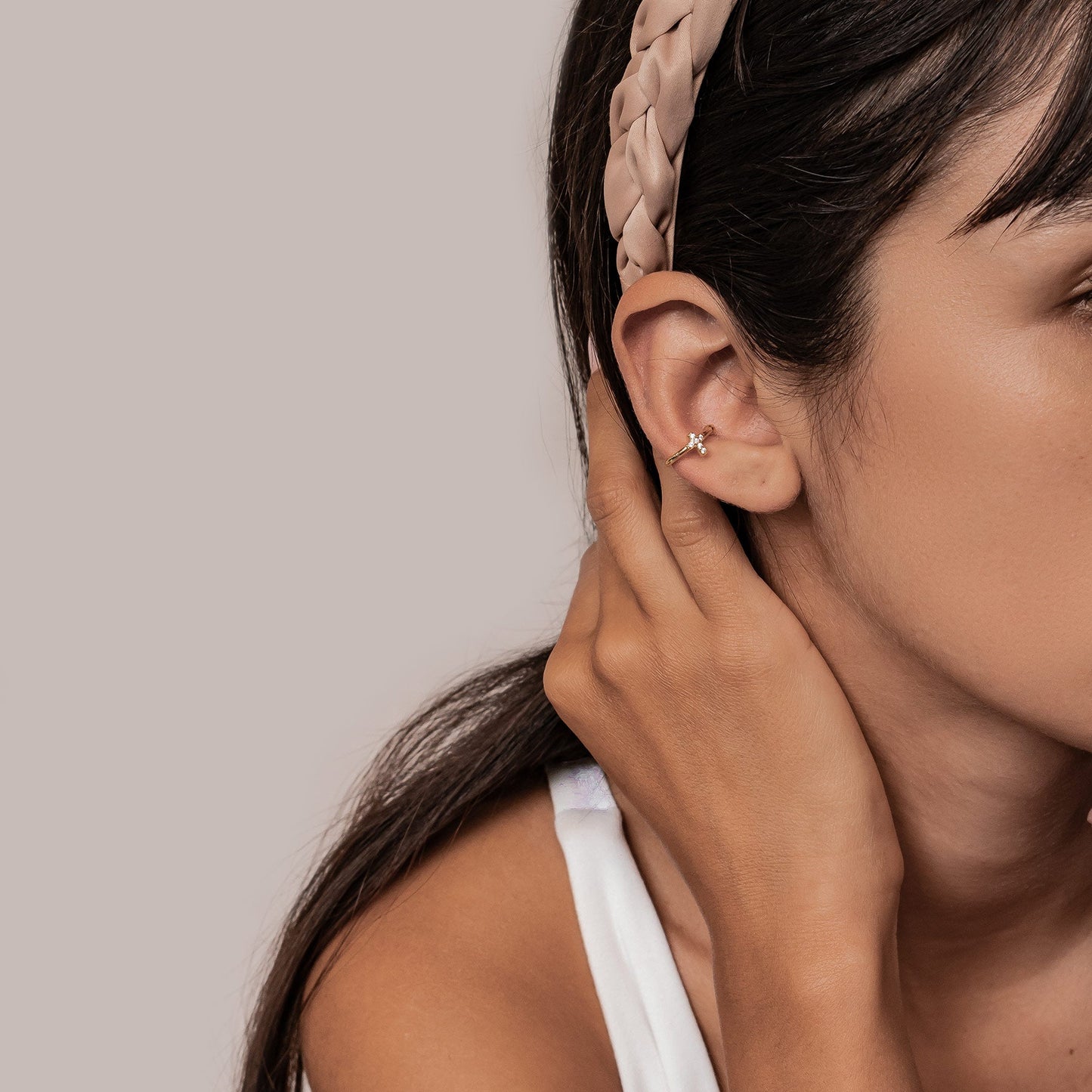 Cross Ear Cuff Sterling Silver