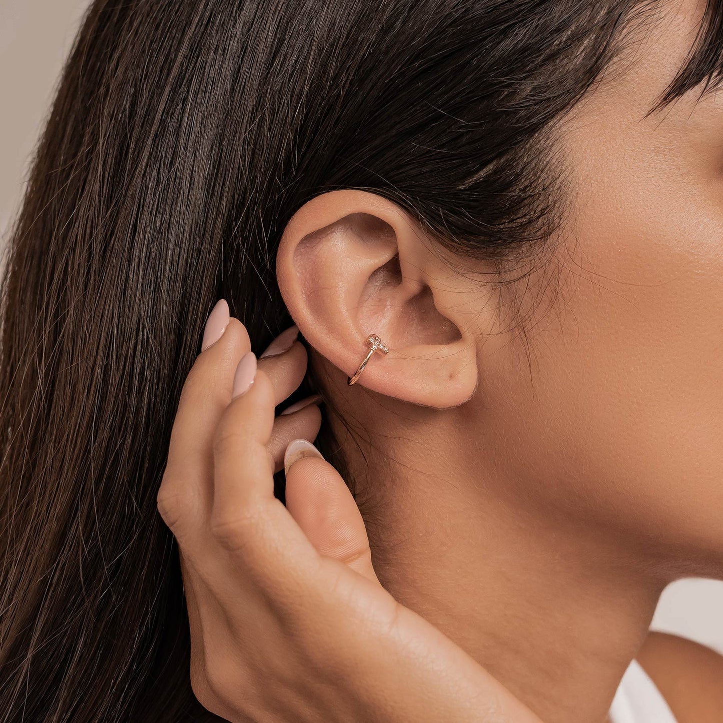 Cross Ear Cuff Sterling Silver