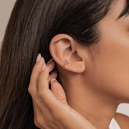 Cross Ear Cuff Sterling Silver