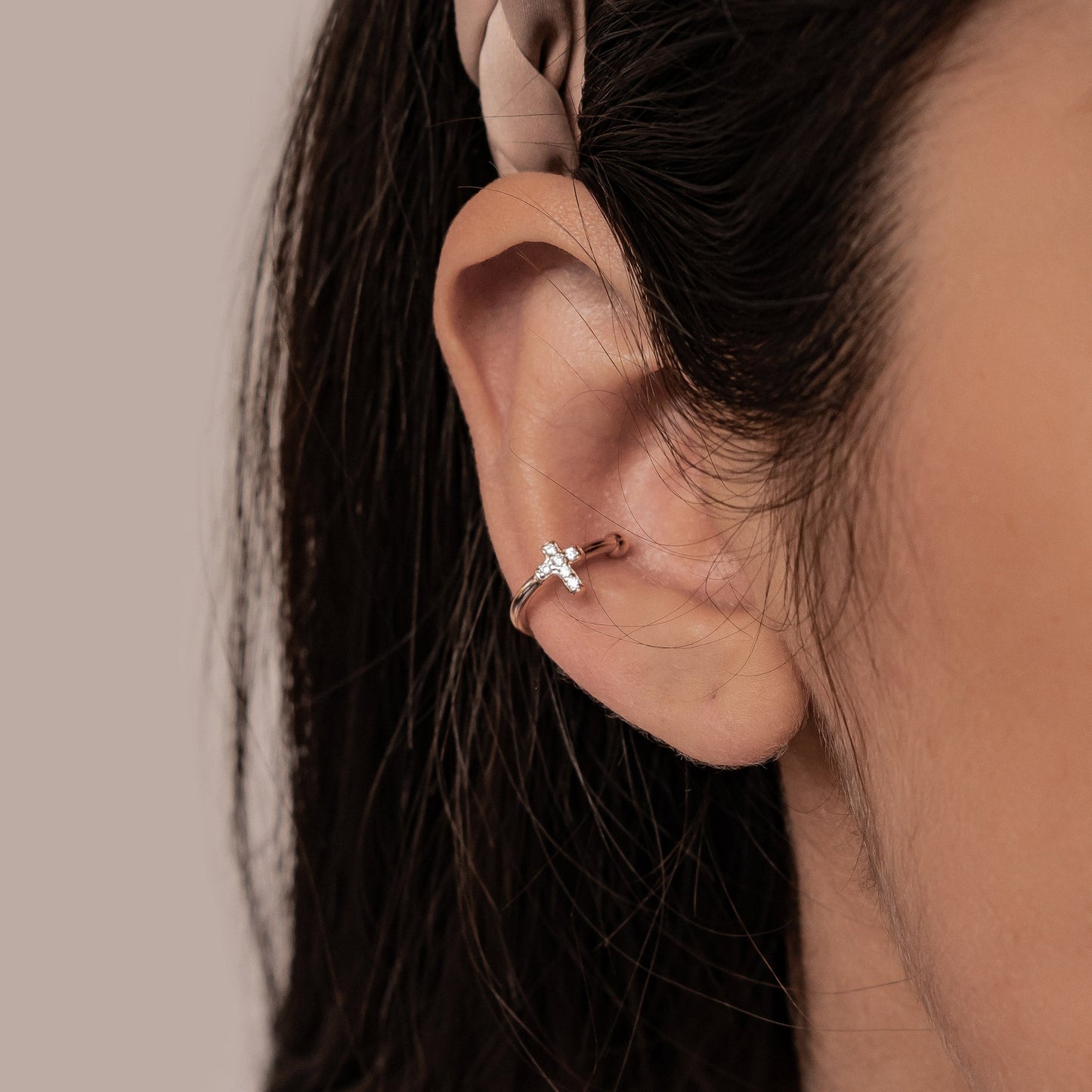 Cross Ear Cuff Sterling Silver